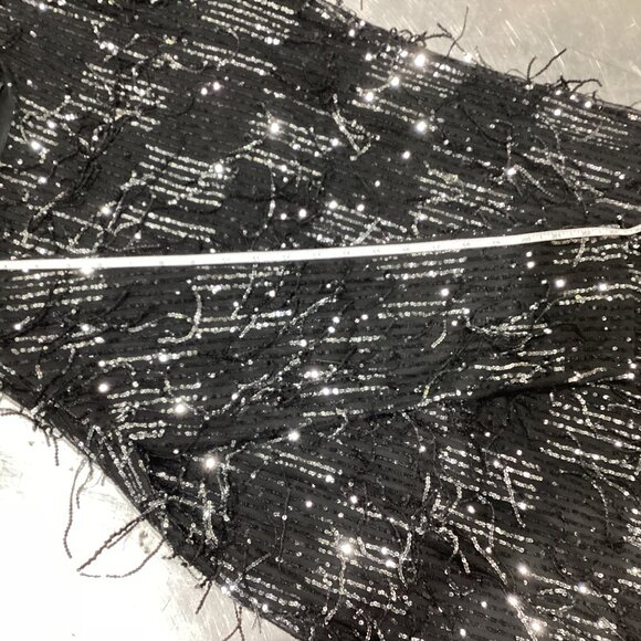 ZARA Black Sequin & Fringe Mini Shift Dress - Picture 6 of 6